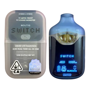 boutiq switch v4 glow edition arctic frost x cookie monster 2g dual tank disposable