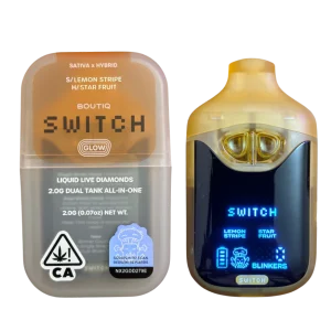 boutiq switch v4 glow edition lemon stripe x star fruit 2g dual tank disposable